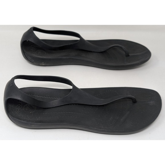 CROCS Shoes - Crocs Womens 9 Sexi Serena Sandals Shoes Black Thong Flip‎ Flop Slingback Flats